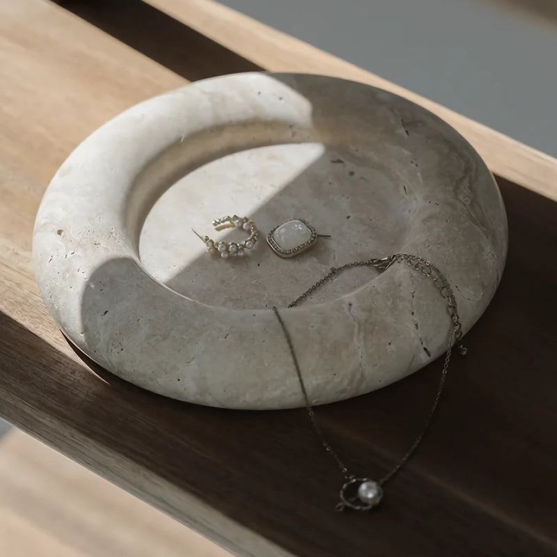 elegant travertine serving tray, view 4 - MRSLM