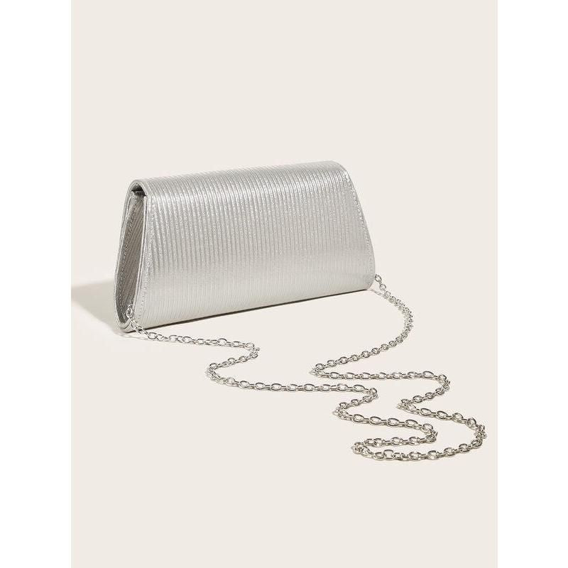 shiny striped pu leather evening clutch, view 6 - MRSLM