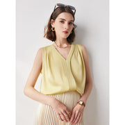sleeveless v-neck silk blouse, view 10 - MRSLM