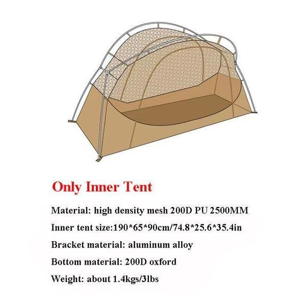 Lightweight Single Person Outdoor Camping Bed Tent with Mosquito Net and Aluminum Poles