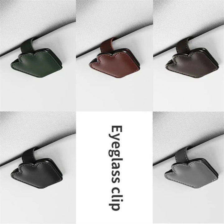 Multi-Functional Leather Car Visor Clip for Sunglasses and Cards