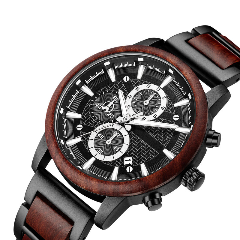 multifunctional wood strap watch, view 3 - MRSLM