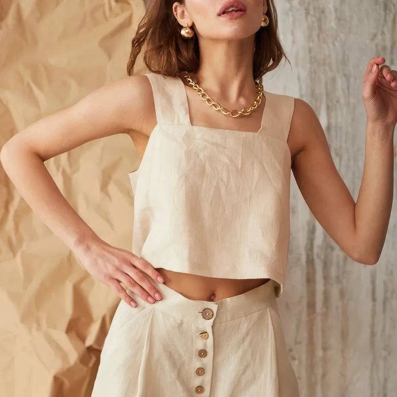 cotton linen sleeveless tank top - MRSLM