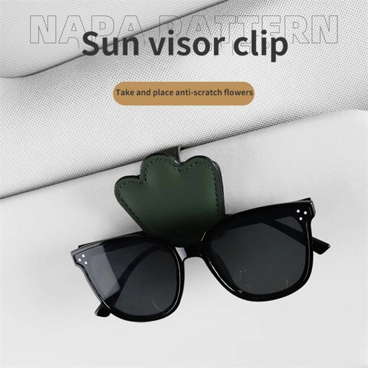 Multi-Functional Leather Car Visor Clip for Sunglasses and Cards