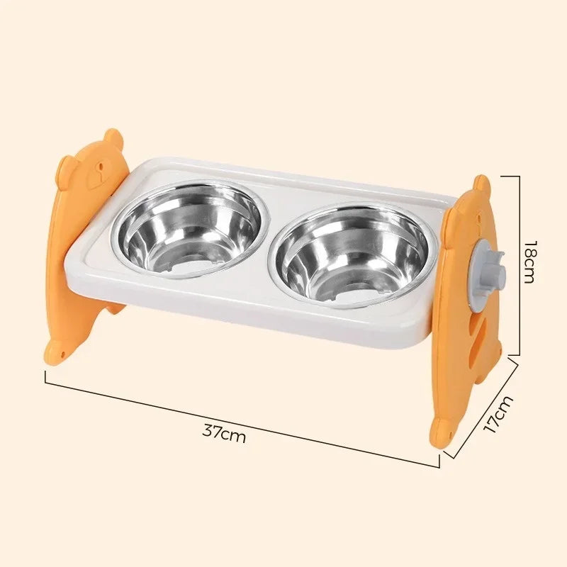 adjustable double bowl pet feeder, view 2 - MRSLM