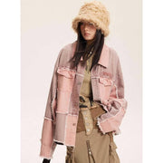chic patchwork denim jacket for women, view 4 - MRSLM