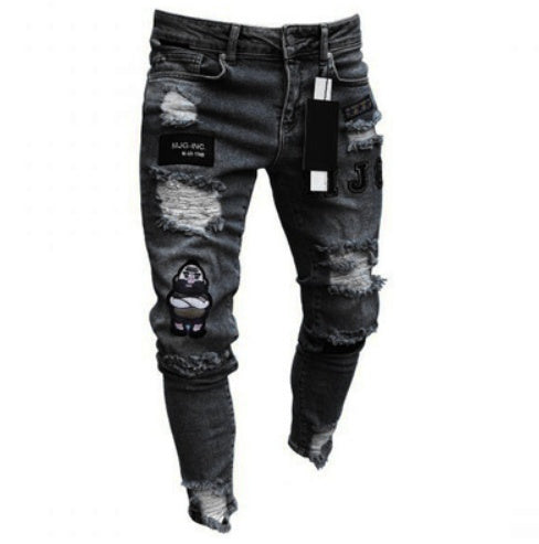 men's ripped knee ankle jeans, view 2 - MRSLM