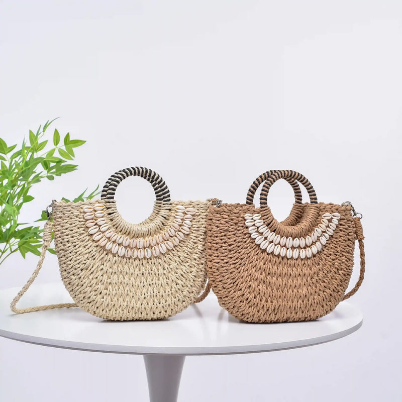 Handmade woven seashell crossbody handbag - MRSLM