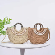 Handmade woven seashell crossbody handbag, view 5 - MRSLM
