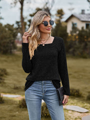 women's square collar brushed stripe top, view 4 - MRSLM