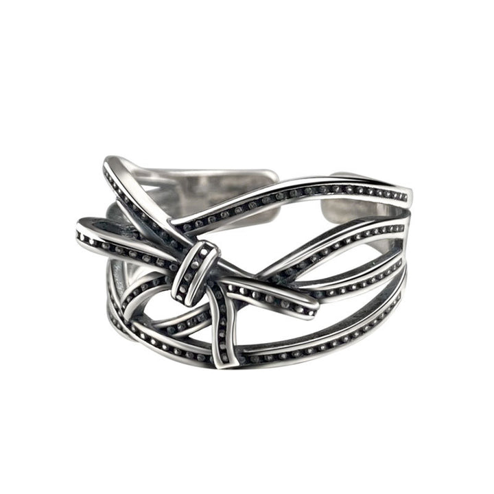 Vintage Minimalist Design S925 Sterling Silver Bends And Hitches Ring