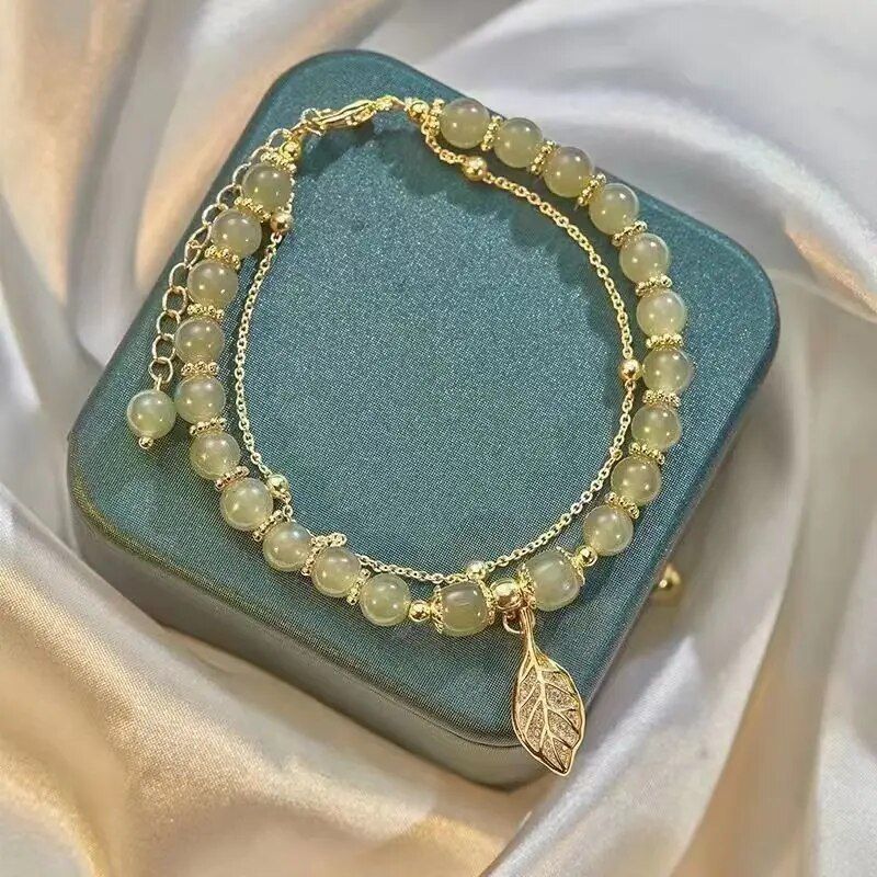 green gold leaf bracelet, view 4 - MRSLM