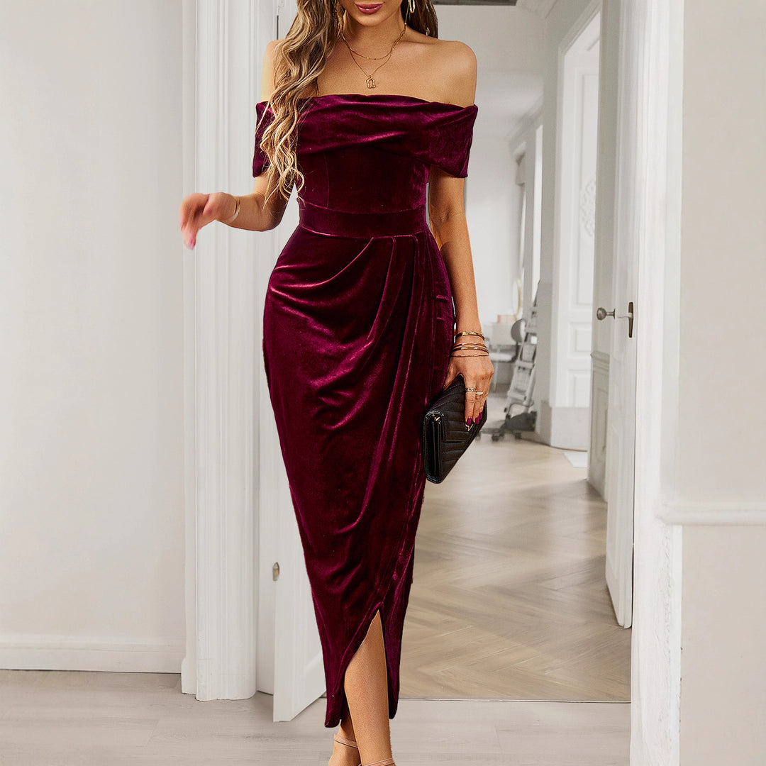 Solid Color Strapless Bodycon Long Dress Women's Dress