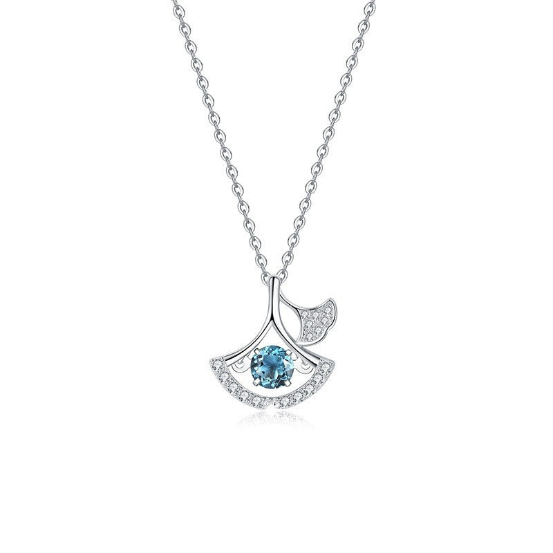 Women's S925 Sterling Silver Natural Topaz Necklace