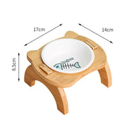 elevated bamboo double cat and dog bowls, view 6 - MRSLM