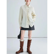 lace-up long sleeve blouse, view 7 - MRSLM