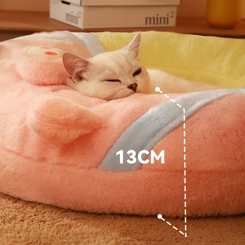 pink pig shaped cat bed, view 4 - MRSLM