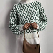 Striped turtleneck knit sweater, view 3 - MRSLM