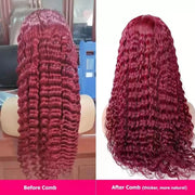 wine red long front lace wig, view 8 - MRSLM
