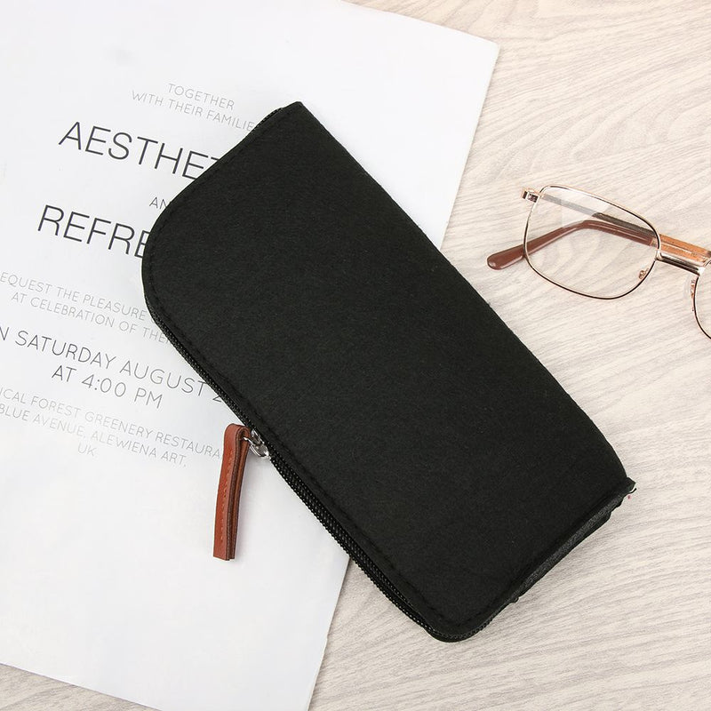 wool felt zipper glasses case, view 6 - MRSLM