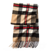 plaid cashmere scarf with tassels, view 13 - MRSLM