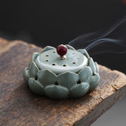 elegant lotus ceramic incense burner, view 6 - MRSLM