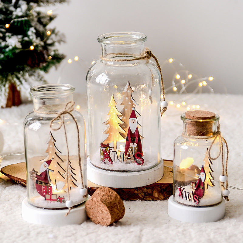 Light-up Christmas glass jar snow scene decoration - MRSLM