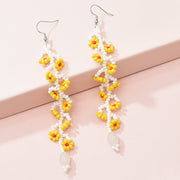 yellow resin long tassel drop earrings, view 4 - MRSLM
