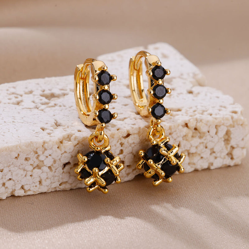 spherical black zircon dangle earrings, view 9 - MRSLM