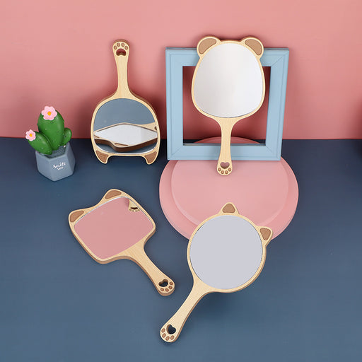 wooden handheld makeup mirror - MRSLM