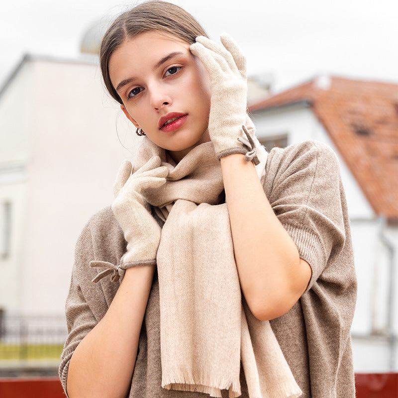 women's cashmere gloves with bow - MRSLM