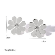 Stainless steel 18K PVD plated daisy stud earrings, view 3 - MRSLM