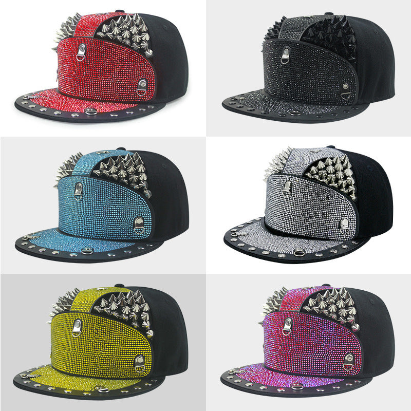Punk armor rivet flat brim hat, view 9 - MRSLM