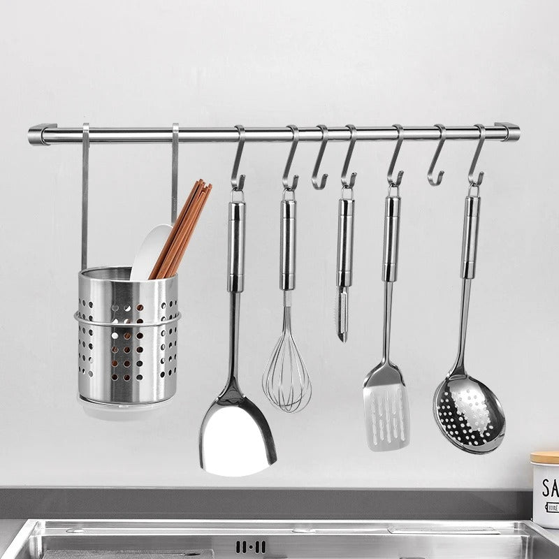 stainless steel kitchen wall rack with hooks - MRSLM