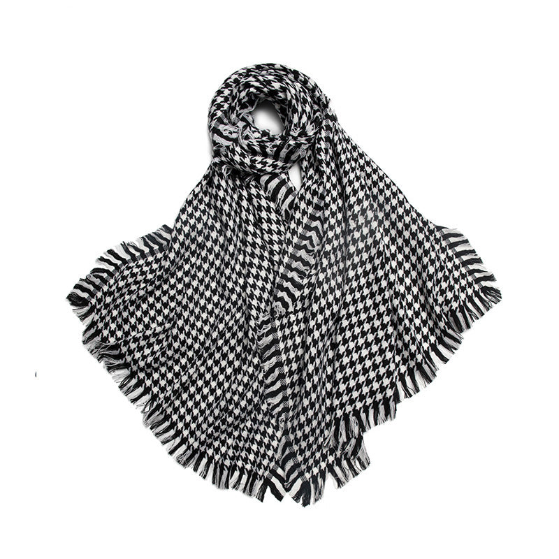 women's plaid wool shawl, view 4 - MRSLM