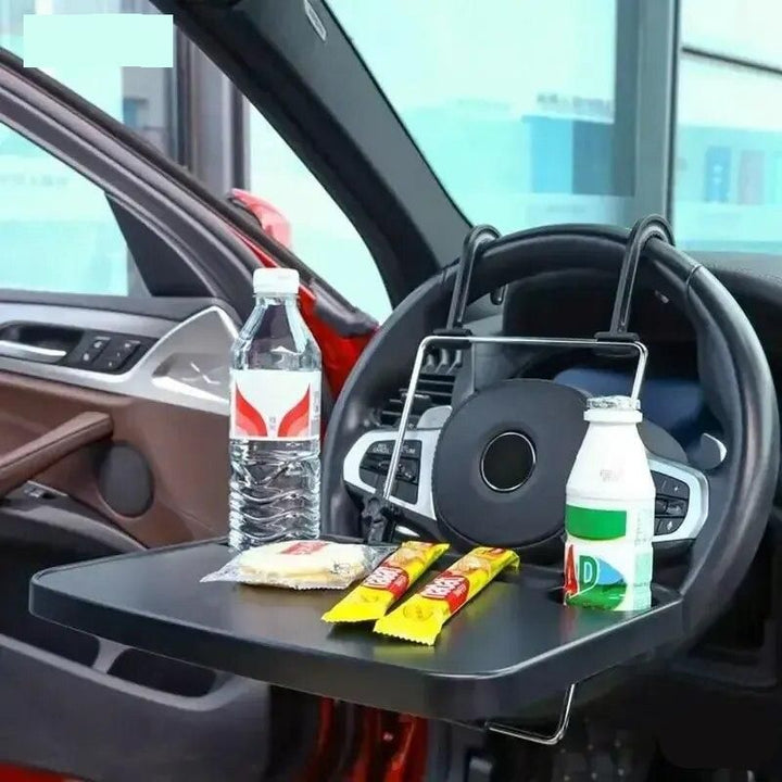 Foldable Car Steering Wheel Desk with Cup Holder and Laptop Tray