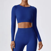Women's ribbed long sleeve yoga crop top - MRSLM