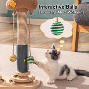 cat scratch post with 3-tier track, view 5 - MRSLM