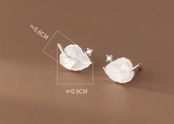 925 silver leaf drop earrings, view 6 - MRSLM