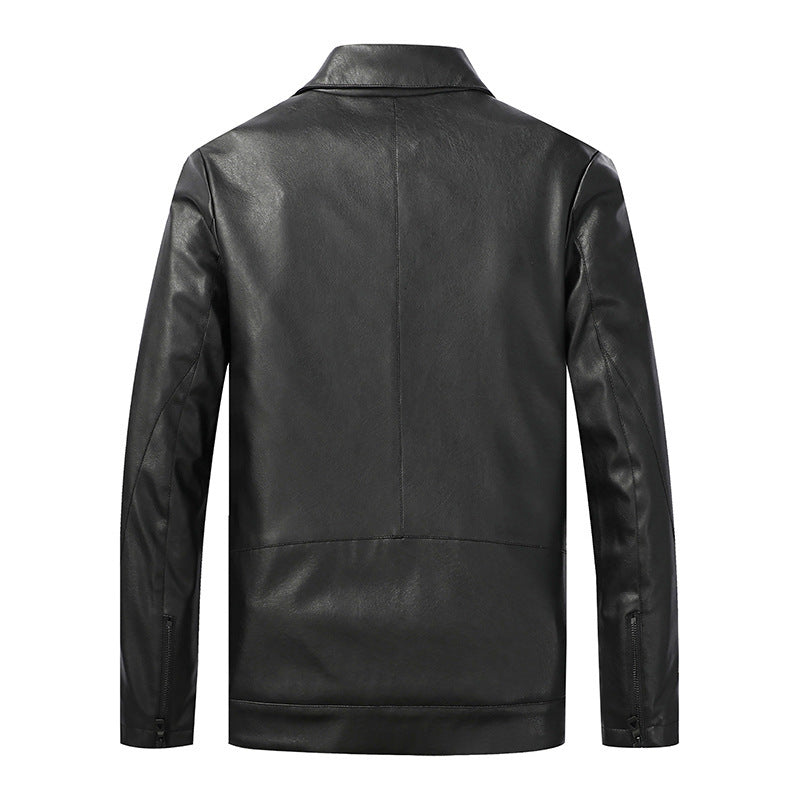 men's faux leather motorcycle jacket, view 6 - MRSLM