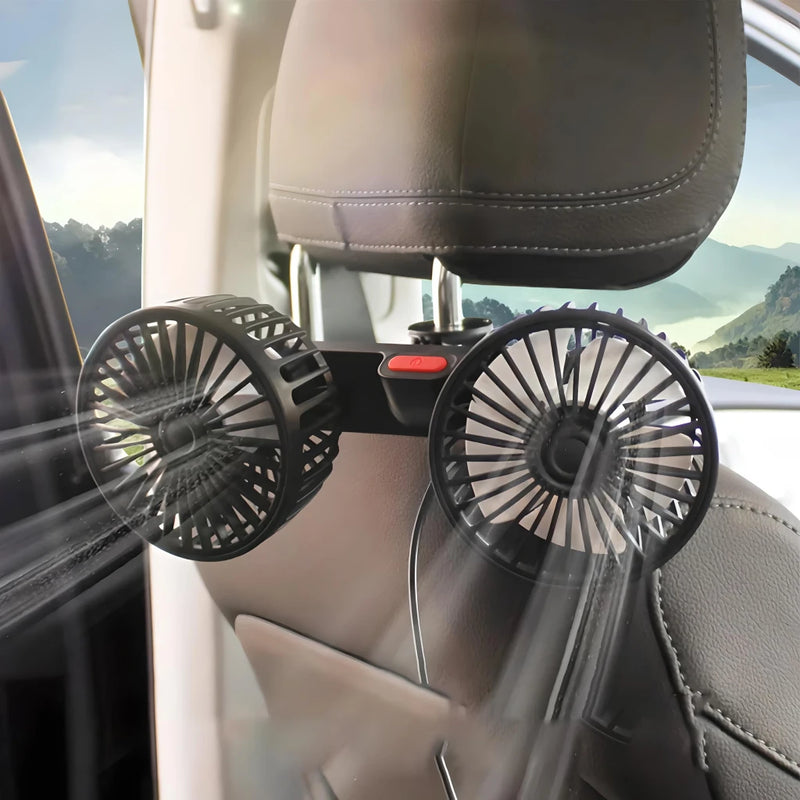 dual head car seat cooling fan, view 3 - MRSLM