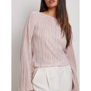 Pink lace-up satin blouse, view 4 - MRSLM