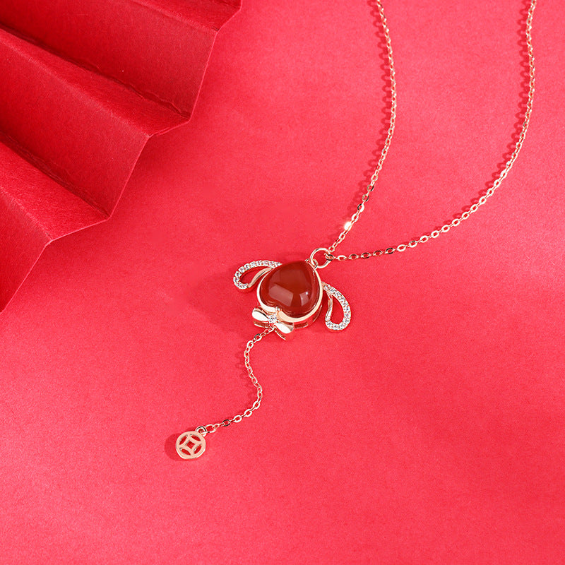 moving rabbit ear necklace, view 4 - MRSLM