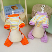 cozy striped dog jumpsuit pajamas, view 8 - MRSLM