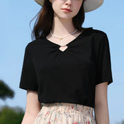 V-neck hollow-out T-shirt - MRSLM