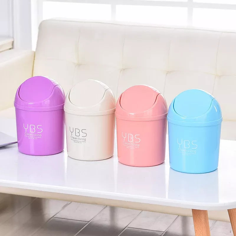 Compact Rolling Lid Mini Trash Bin - Portable Garbage Can for Car & Desk