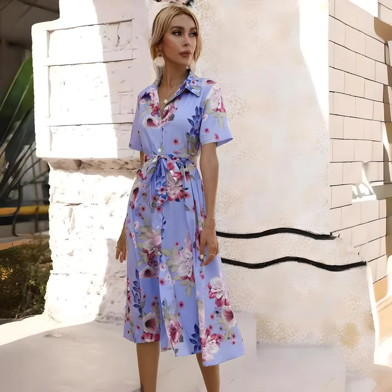 summer floral waistband dress, view 5 - MRSLM