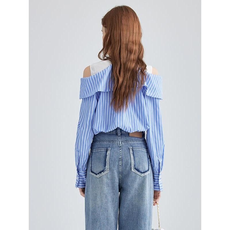 striped off-shoulder blouse, view 5 - MRSLM