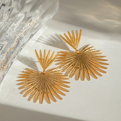 gold plated ginkgo leaf earrings - MRSLM