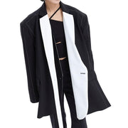 spliced contrast color blazer, view 5 - MRSLM